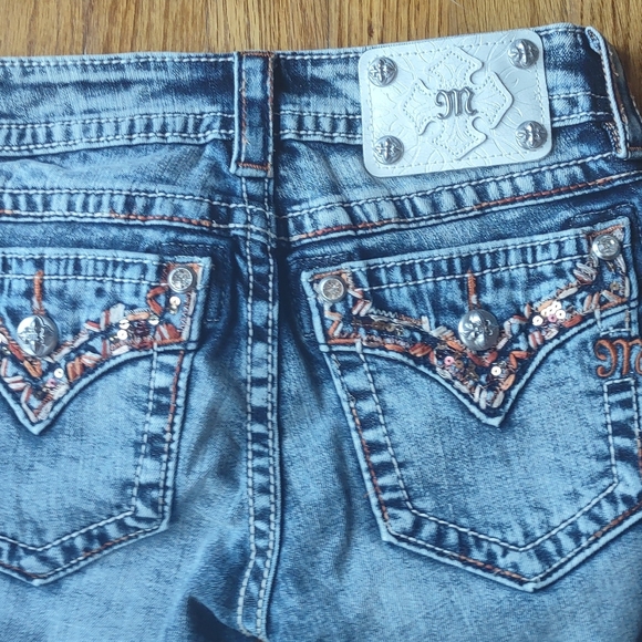 Miss Me Denim - Miss Me Signature Skinny Jeans Distressed Embroidered Sequin Flap Sz 26